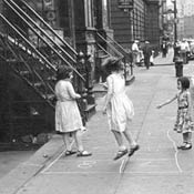 Little Girls Playing Hopscotch 